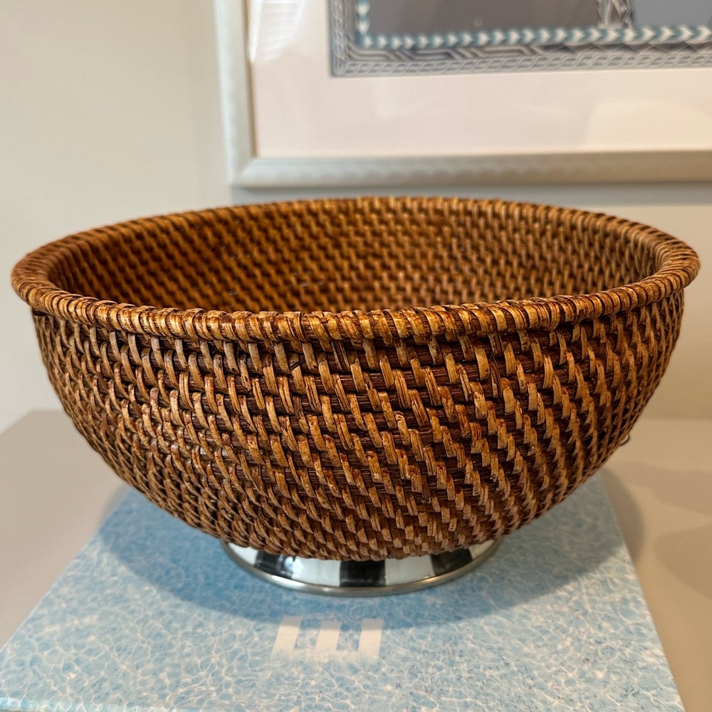 Mackenzie-Childs Rattan and Enamel Bowl